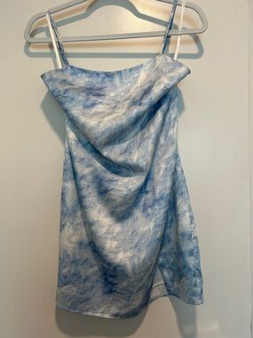superdown Blue and White Tie-Dye Mini Dress